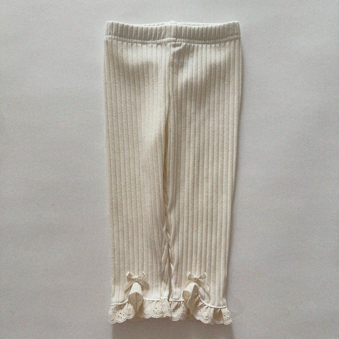 Baby/Toddler Aosta SP26 Lace and Bow Detail Ribbed Leggings (3m - 5y) - 2 Colors - AT NOON STORE