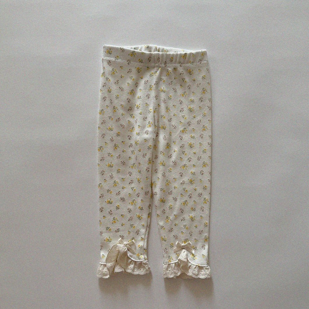 Baby/Toddler Aosta SP26 Lace and Bow Detail Ribbed Leggings (3m - 5y) - 2 Colors - AT NOON STORE