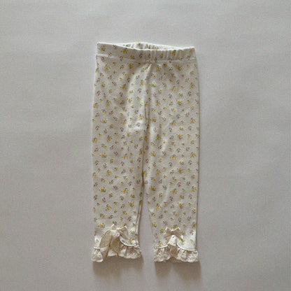 Baby/Toddler Aosta SP26 Lace and Bow Detail Ribbed Leggings (3m - 5y) - 2 Colors - AT NOON STORE