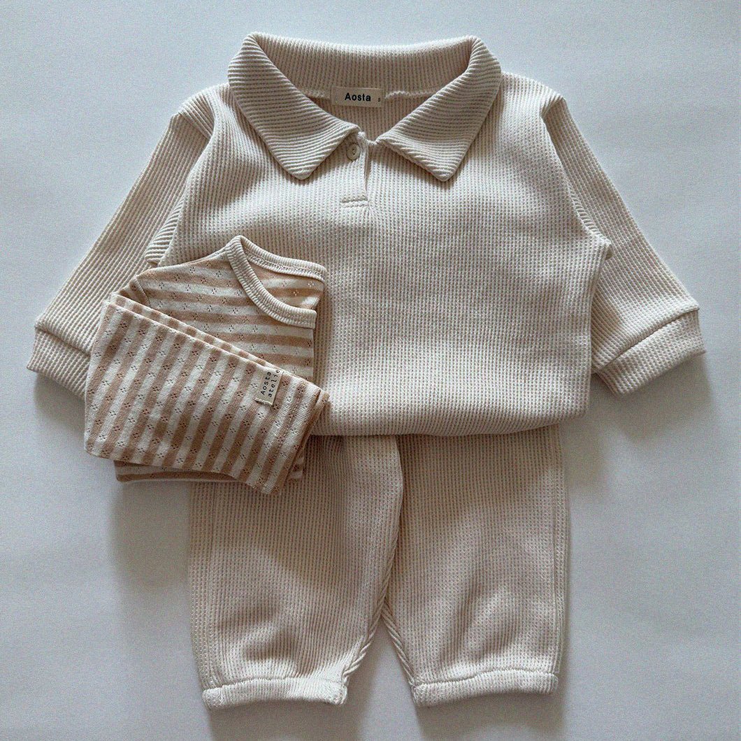 Baby/Toddler Aosta SP26 Waffle Collared Sweatshirt (3m - 5y) - 3 Colors - AT NOON STORE