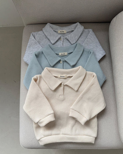 Baby/Toddler Aosta SP26 Waffle Collared Sweatshirt (3m - 5y) - 3 Colors - AT NOON STORE
