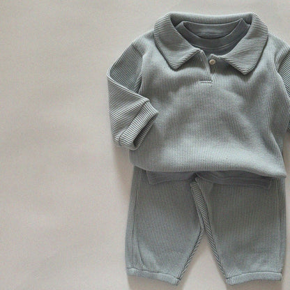 Baby/Toddler Aosta SP26 Waffle Collared Sweatshirt (3m - 5y) - 3 Colors - AT NOON STORE