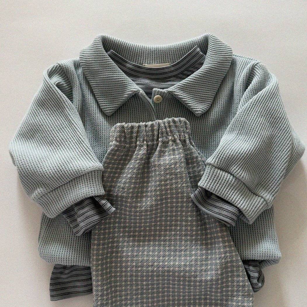 Baby/Toddler Aosta SP26 Waffle Collared Sweatshirt (3m - 5y) - 3 Colors - AT NOON STORE