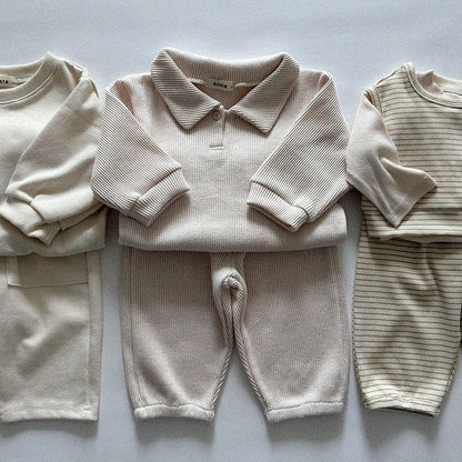 Baby/Toddler Aosta SP26 Waffle Collared Sweatshirt (3m - 5y) - 3 Colors - AT NOON STORE