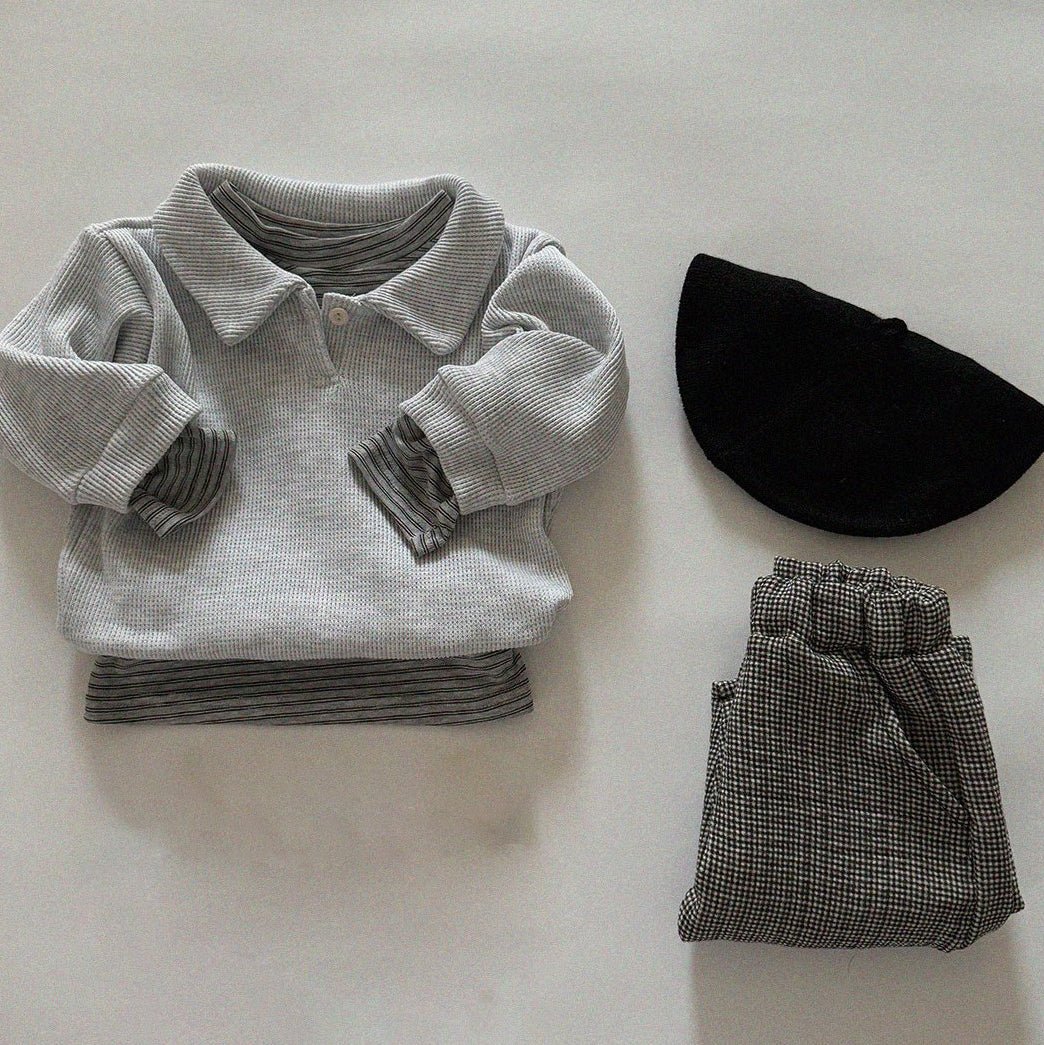 Baby/Toddler Aosta SP26 Waffle Collared Sweatshirt (3m - 5y) - 3 Colors - AT NOON STORE