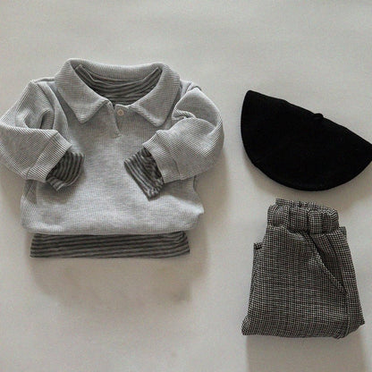Baby/Toddler Aosta SP26 Waffle Collared Sweatshirt (3m - 5y) - 3 Colors - AT NOON STORE