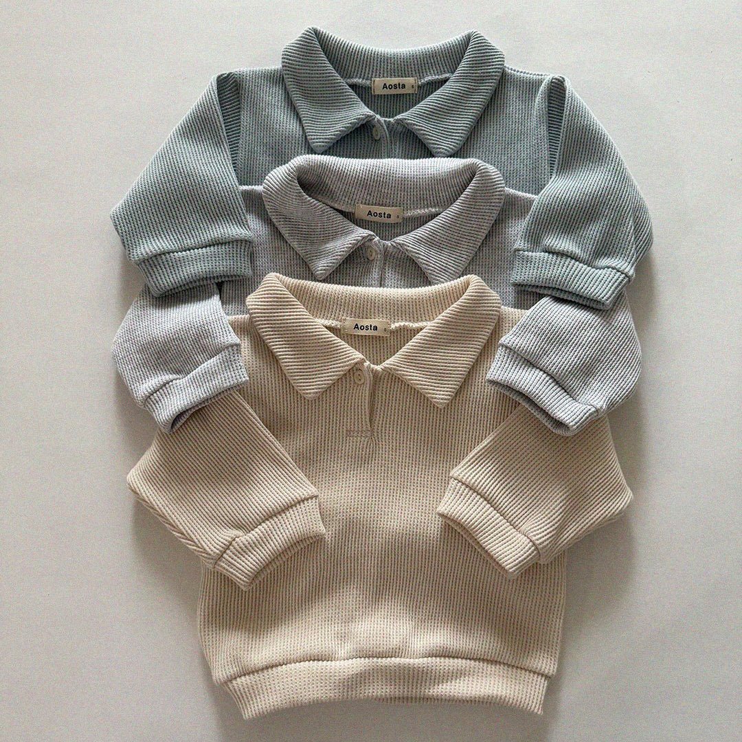 Baby/Toddler Aosta SP26 Waffle Collared Sweatshirt (3m - 5y) - 3 Colors - AT NOON STORE