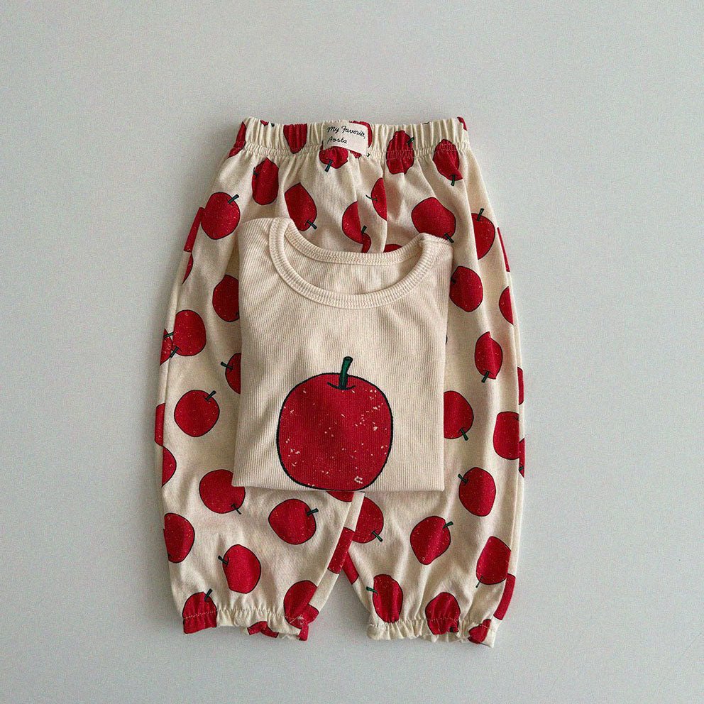 Baby/Toddler Aosta SS25 APPLE Ribbed Short Sleeve Top (3m - 5y) - Ivory kids outfit