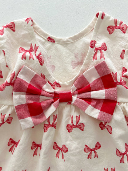 Baby/Toddler Aosta SS25 Big Bow Puff Sleeve Flare Dress (3m - 5y) - Ivory kids outfit