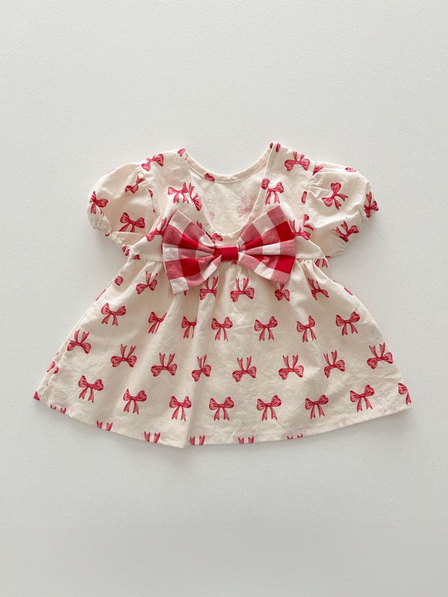 Baby/Toddler Aosta SS25 Big Bow Puff Sleeve Flare Dress (3m - 5y) - Ivory kids outfit