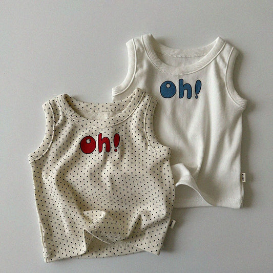 Baby/Toddler Aosta SS25 'Oh' Ribbed Sleeveless Top (3m - 5y) - 2 Colors kids outfit