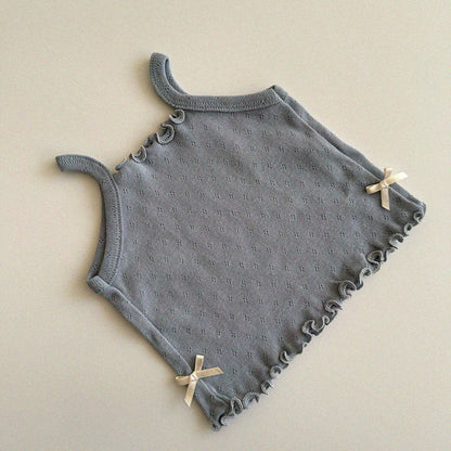 Baby/Toddler Aosta SS25 Pointelle Bow Cami Top (3m - 5y) - 3 Colors kids outfit