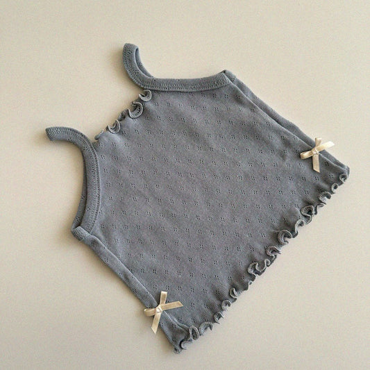 Baby/Toddler Aosta SS25 Pointelle Bow Cami Top (3m - 5y) - 3 Colors kids outfit