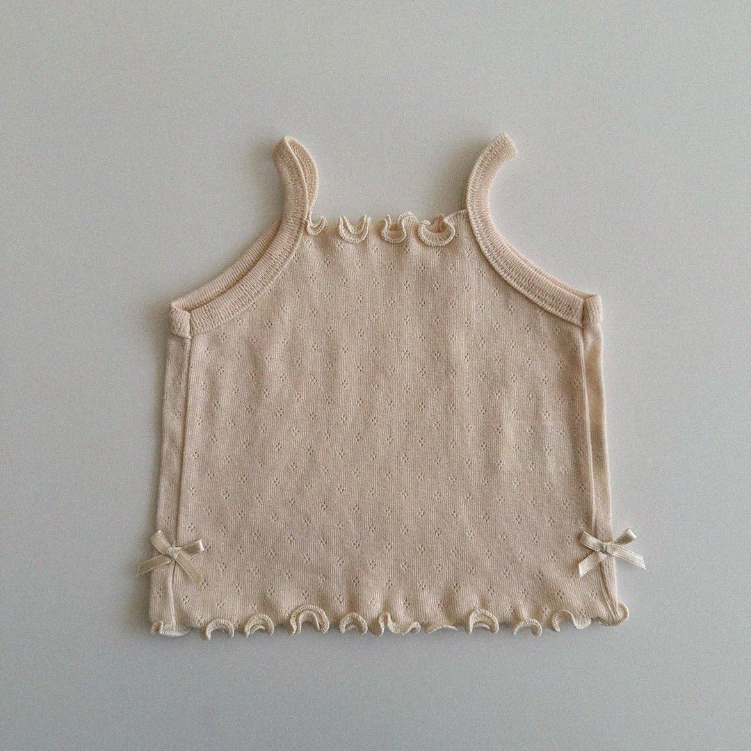 Baby/Toddler Aosta SS25 Pointelle Bow Cami Top (3m - 5y) - 3 Colors kids outfit