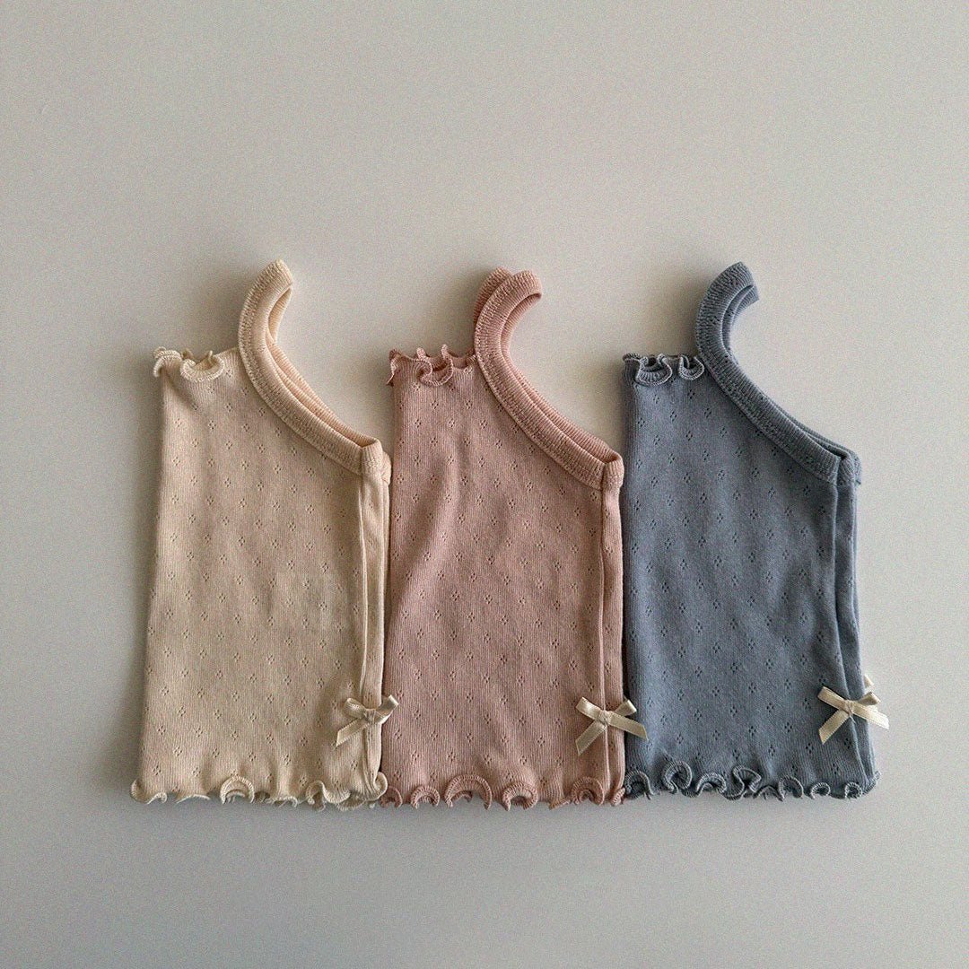 Baby/Toddler Aosta SS25 Pointelle Bow Cami Top (3m - 5y) - 3 Colors kids outfit