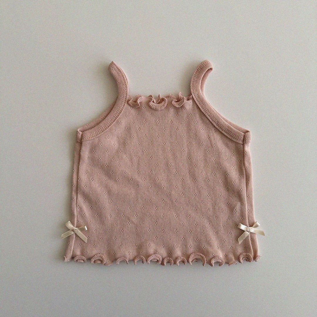Baby/Toddler Aosta SS25 Pointelle Bow Cami Top (3m - 5y) - 3 Colors kids outfit