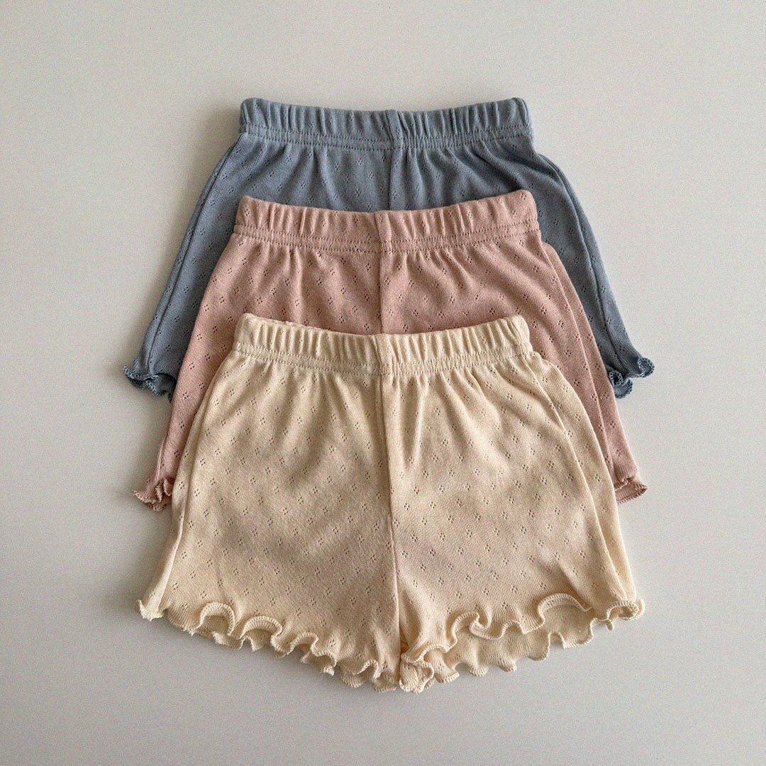 Baby/Toddler Aosta SS25 Pointelle Lettuce - Edge Shorts (3m - 5y) - 3 Colors kids outfit