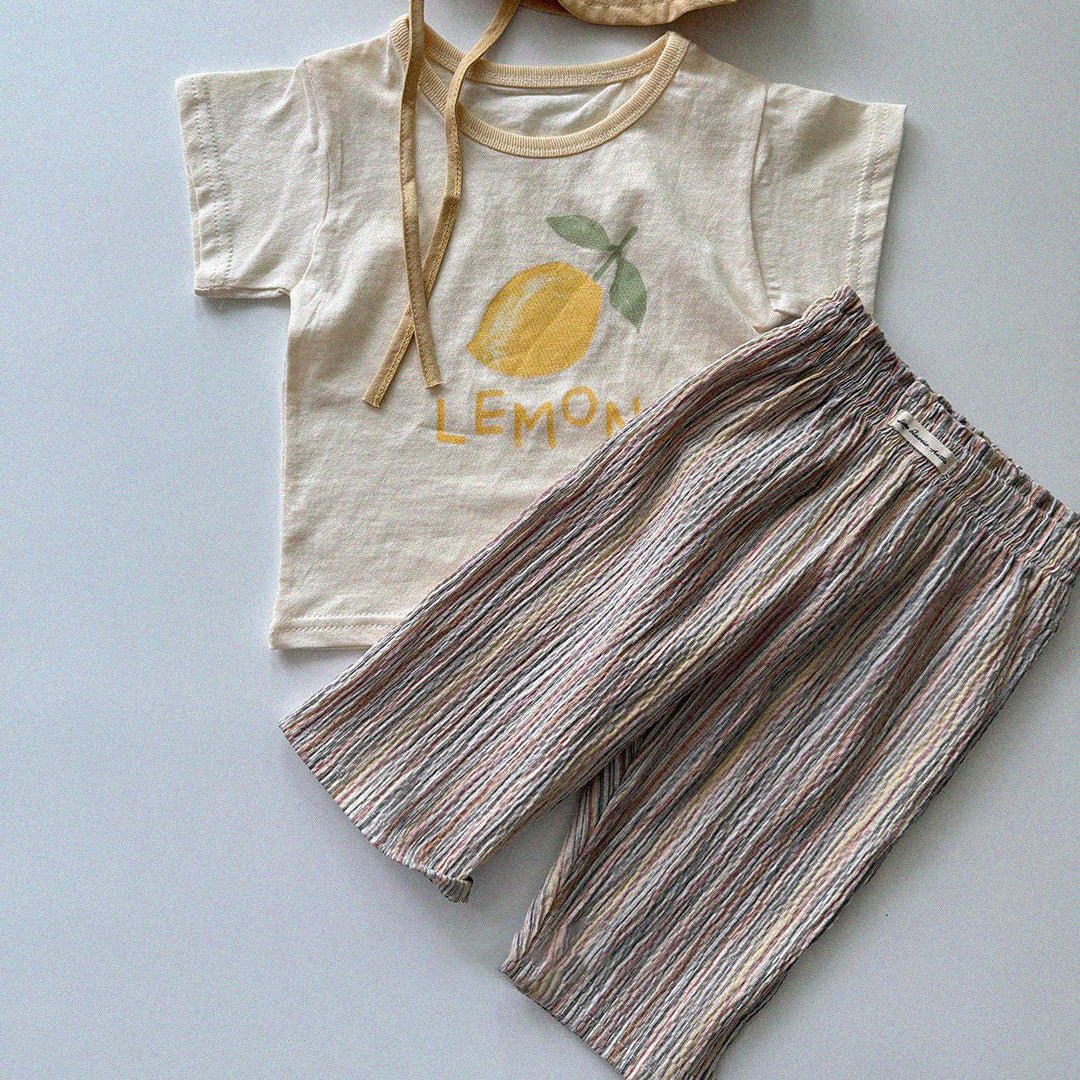 Baby/Toddler Aosta SS26 Lemon Peach Graphic Short Sleeve Top (3m - 5y) - 2 Colors - AT NOON STORE