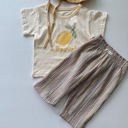 Baby/Toddler Aosta SS26 Lemon Peach Graphic Short Sleeve Top (3m - 5y) - 2 Colors - AT NOON STORE