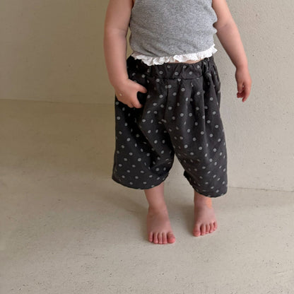 Baby/Toddler Bella Cropped Baggy Pants (6m - 6y) - Dot Charcoal kids outfit