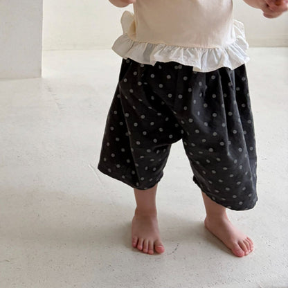Baby/Toddler Bella Cropped Baggy Pants (6m - 6y) - Dot Charcoal kids outfit