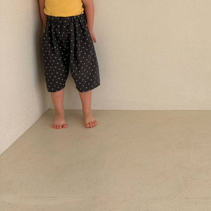 Baby/Toddler Bella Cropped Baggy Pants (6m - 6y) - Dot Charcoal kids outfit