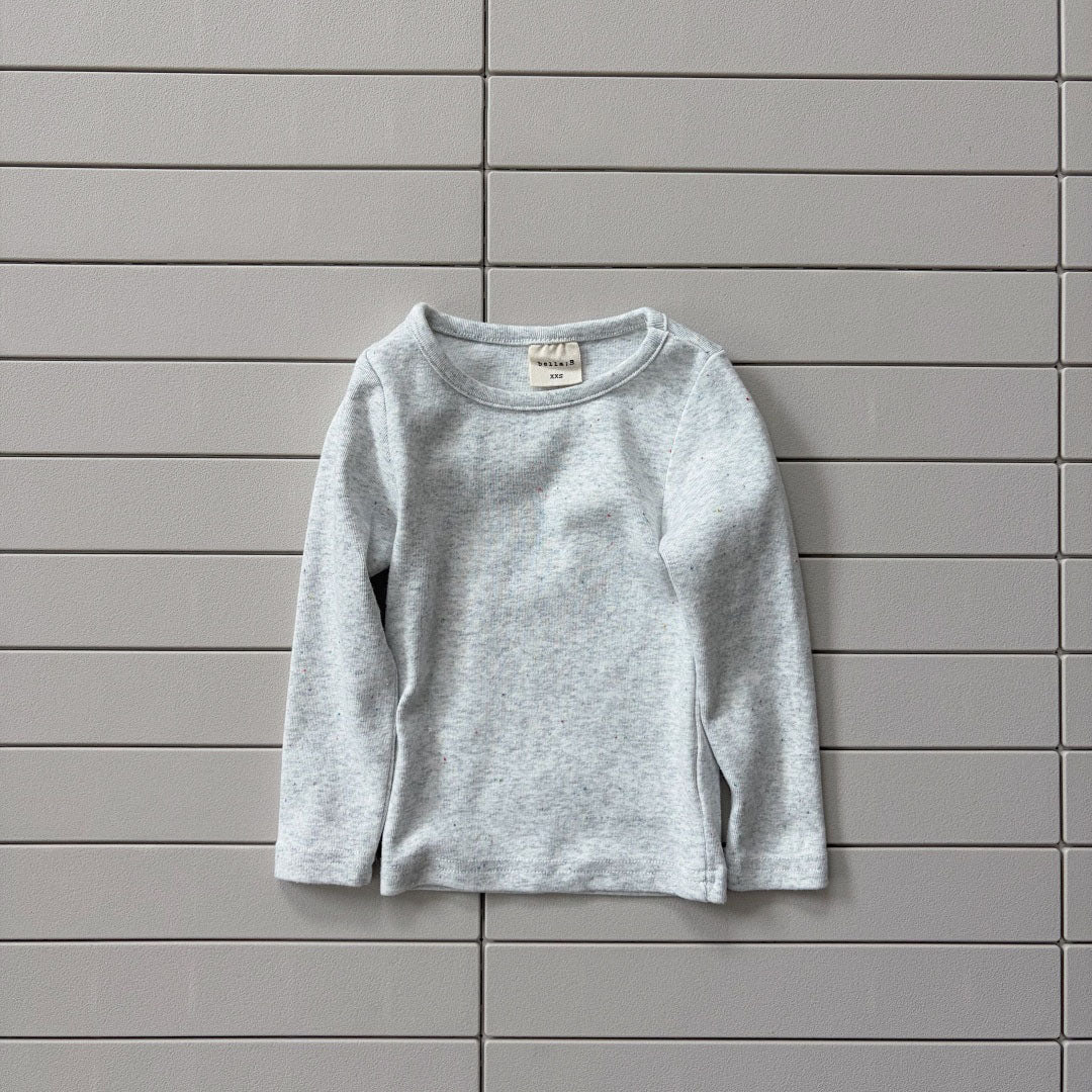 Baby/Toddler Bella F26 Basic Ribbed Long Sleeve Top (1-6y) - Heather Gray kids outfit