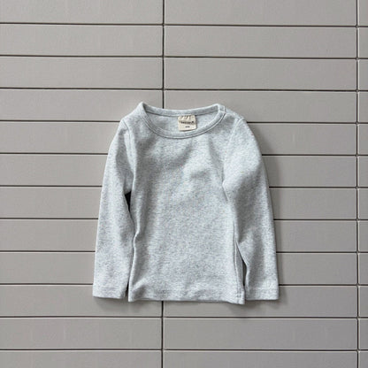 Baby/Toddler Bella F26 Basic Ribbed Long Sleeve Top (1-6y) - Heather Gray kids outfit