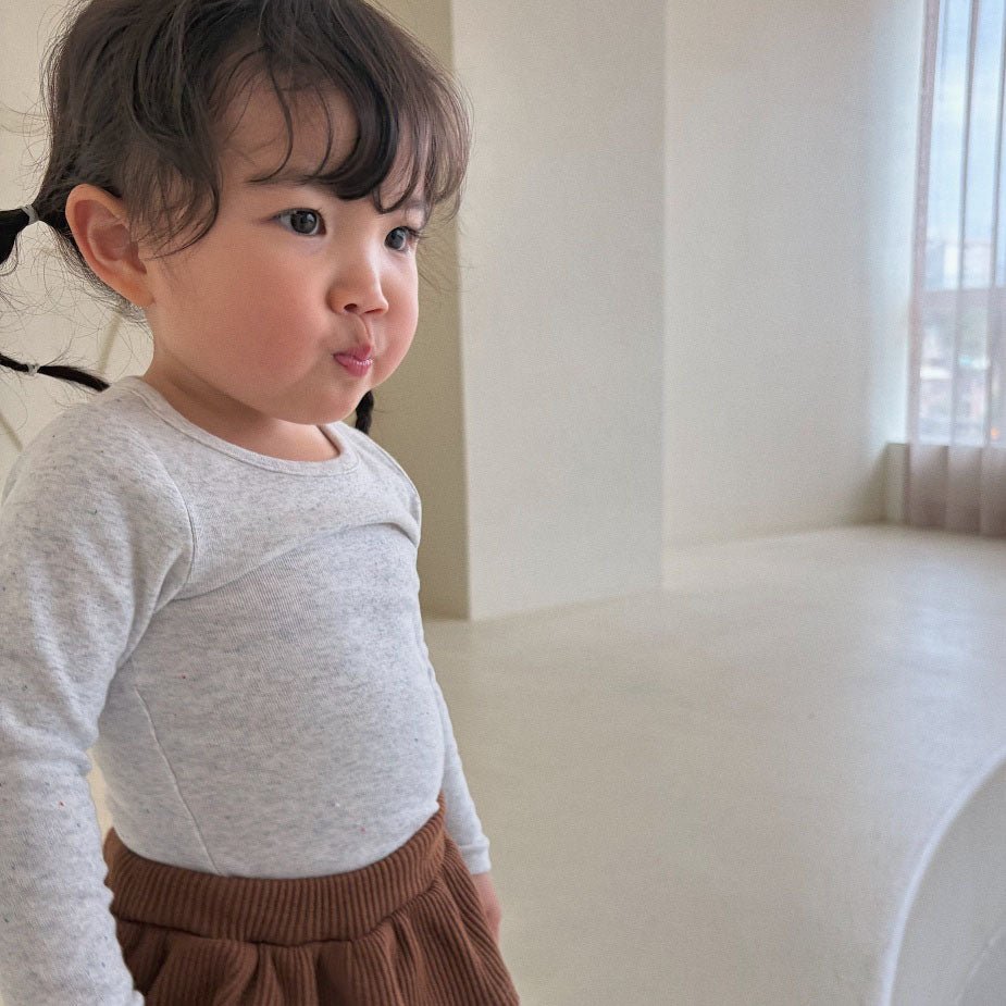 Baby/Toddler Bella F26 Basic Ribbed Long Sleeve Top (1-6y) - Heather Gray kids outfit