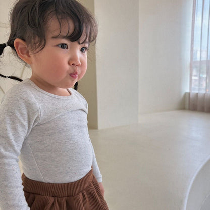 Baby/Toddler Bella F26 Basic Ribbed Long Sleeve Top (1-6y) - Heather Gray kids outfit