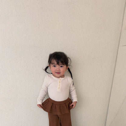 Baby/Toddler Bella F26 Button Front Ribbed Long Sleeve Top (1-6y) - 3 Colors kids outfit