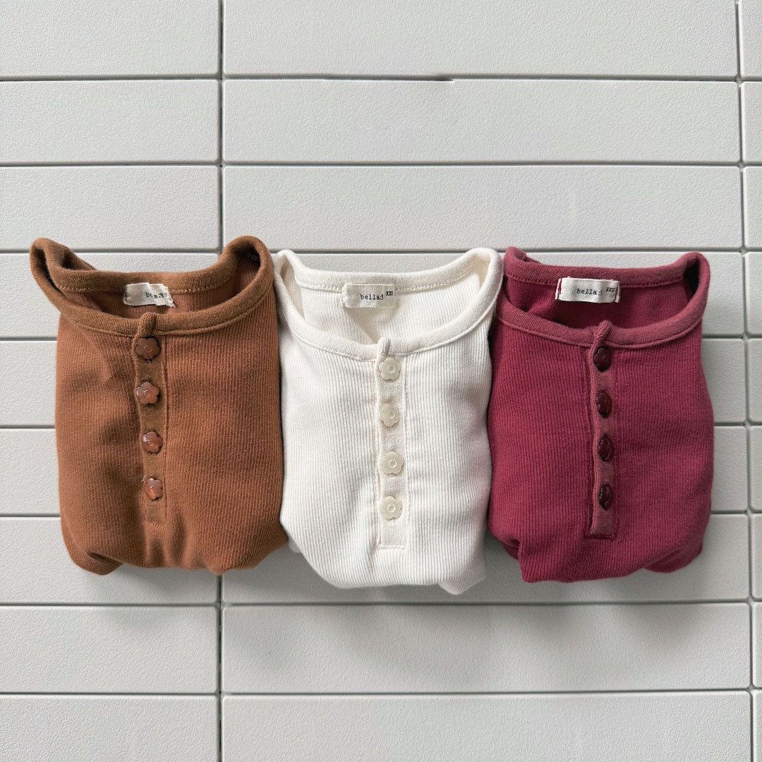 Baby/Toddler Bella F26 Button Front Ribbed Long Sleeve Top (1-6y) - 3 Colors kids outfit