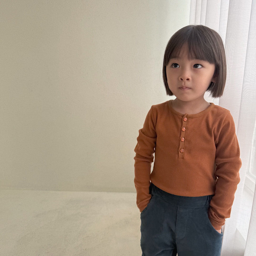 Baby/Toddler Bella F26 Button Front Ribbed Long Sleeve Top (1-6y) - 3 Colors kids outfit