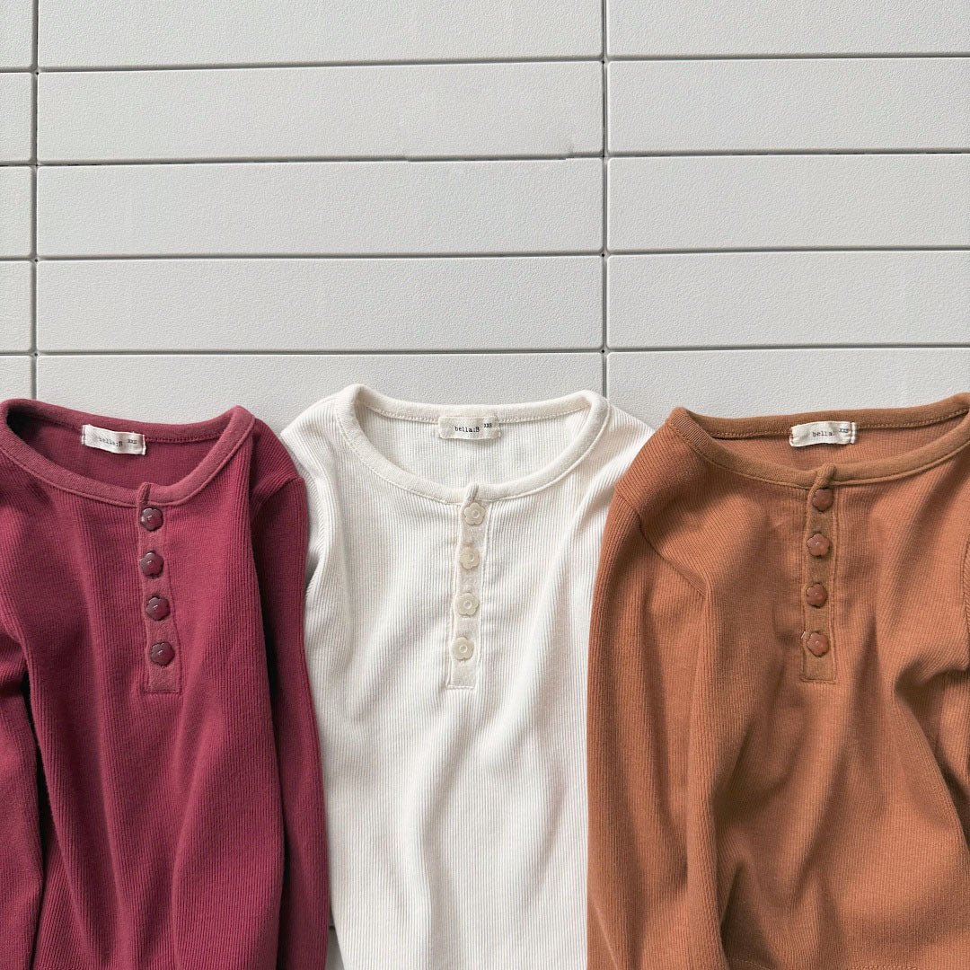 Baby/Toddler Bella F26 Button Front Ribbed Long Sleeve Top (1-6y) - 3 Colors kids outfit