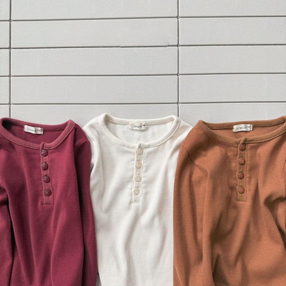 Baby/Toddler Bella F26 Button Front Ribbed Long Sleeve Top (1-6y) - 3 Colors kids outfit