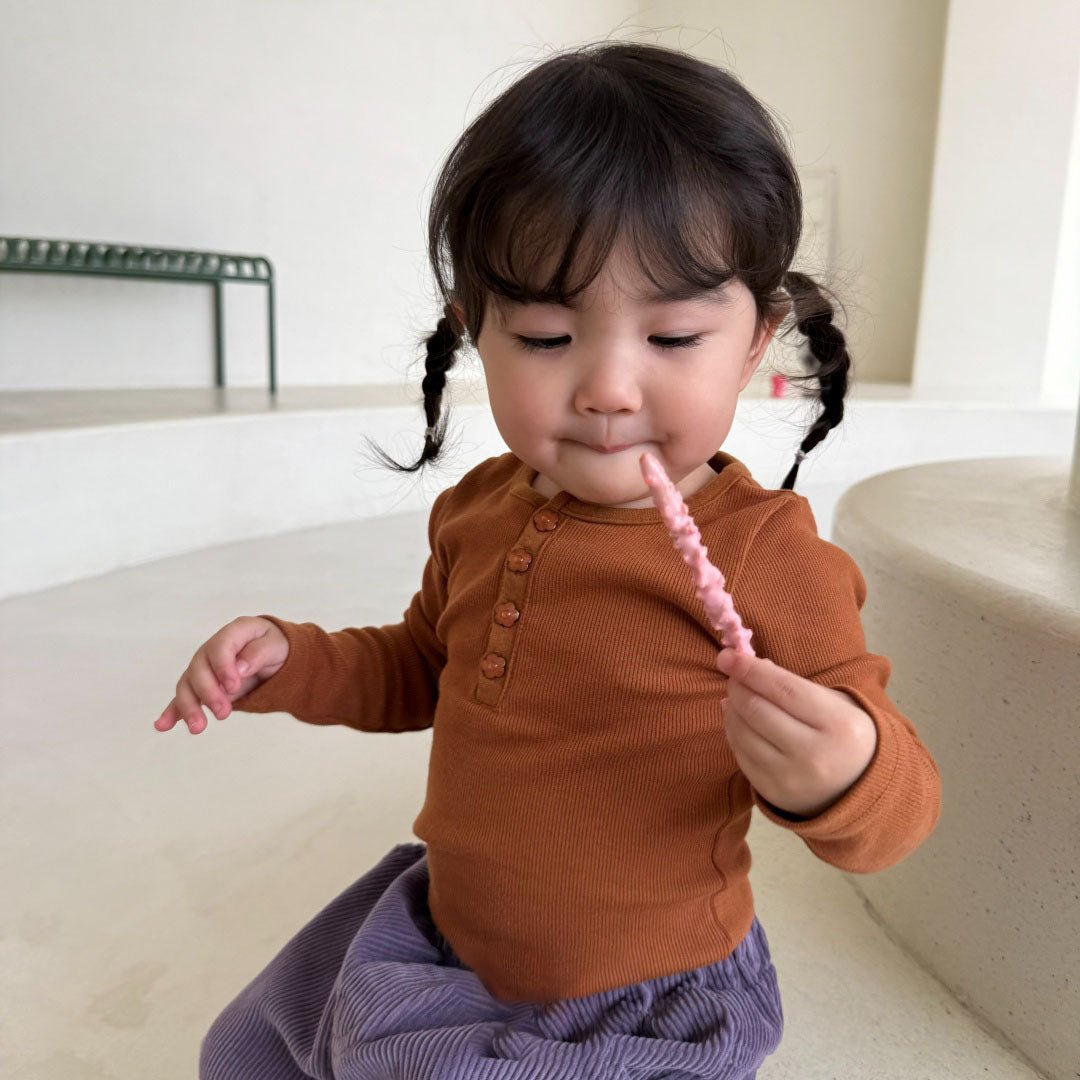 Baby/Toddler Bella F26 Button Front Ribbed Long Sleeve Top (1-6y) - 3 Colors kids outfit