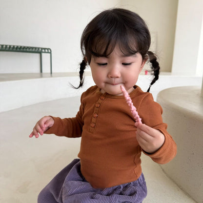 Baby/Toddler Bella F26 Button Front Ribbed Long Sleeve Top (1-6y) - 3 Colors kids outfit