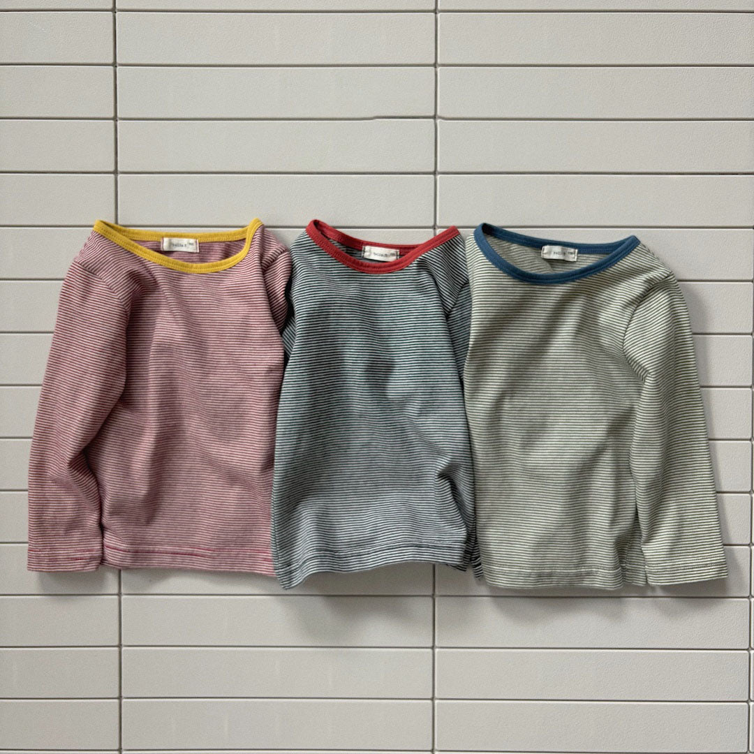 Baby/Toddler Bella F26 Contrast Trim Stripe Long Sleeve Top (1-6y) - 3 Colors kids outfit