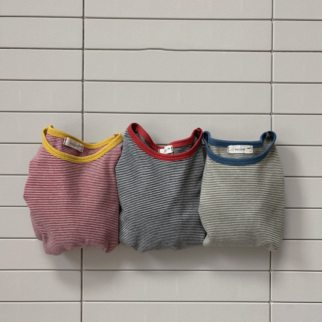 Baby/Toddler Bella F26 Contrast Trim Stripe Long Sleeve Top (1-6y) - 3 Colors kids outfit