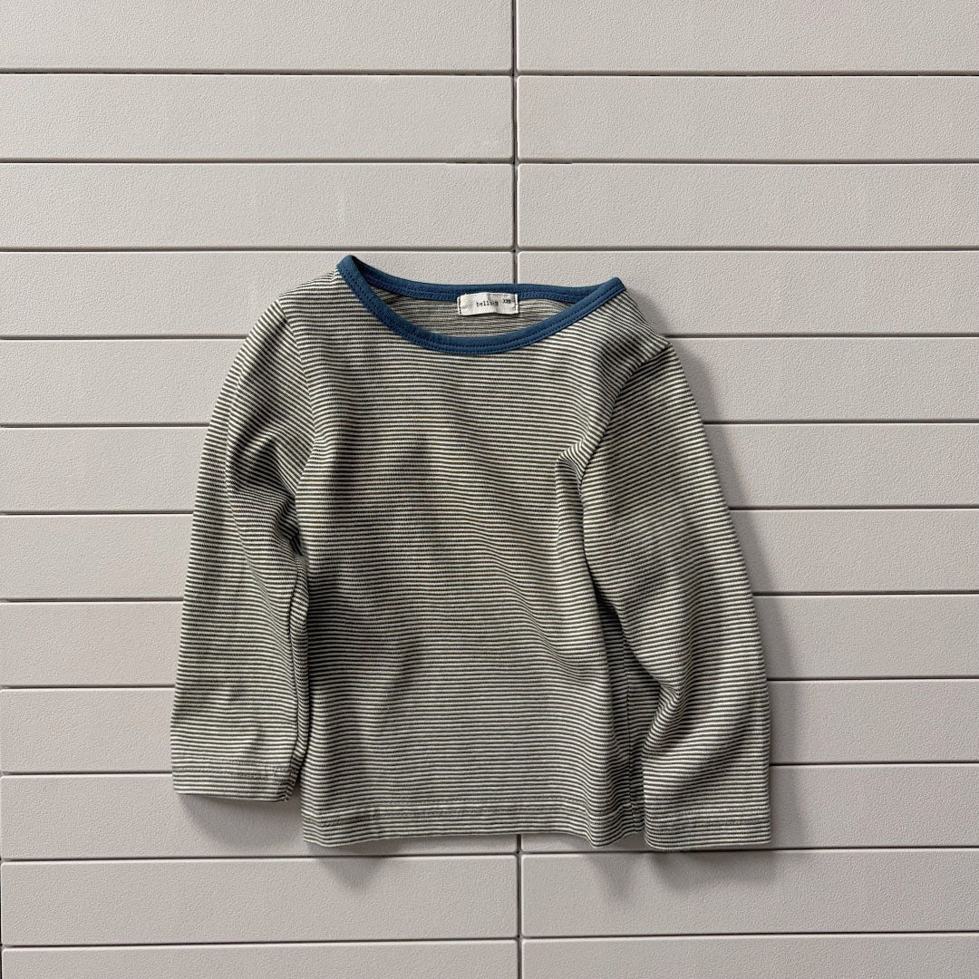 Baby/Toddler Bella F26 Contrast Trim Stripe Long Sleeve Top (1-6y) - 3 Colors kids outfit