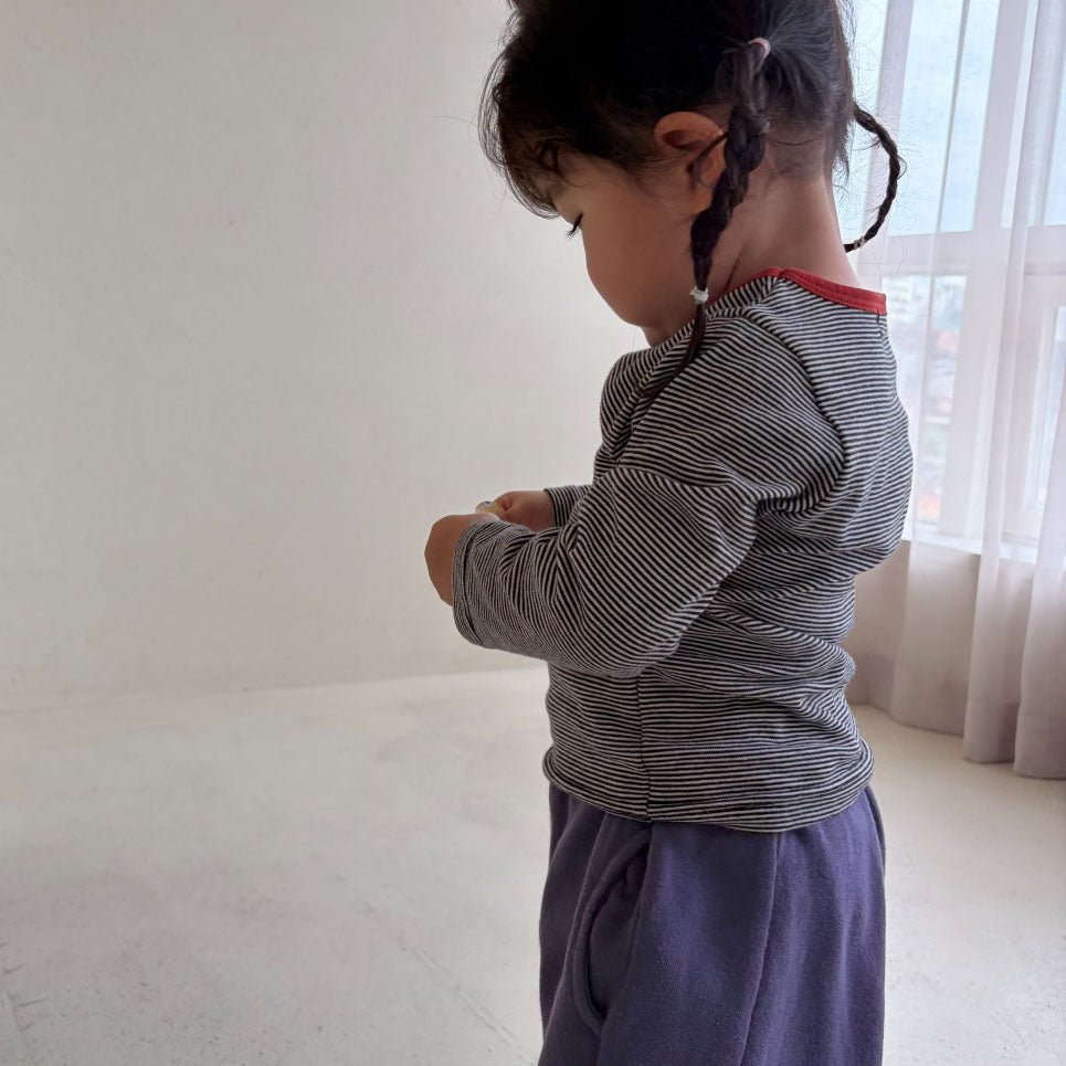Baby/Toddler Bella F26 Contrast Trim Stripe Long Sleeve Top (1-6y) - 3 Colors kids outfit