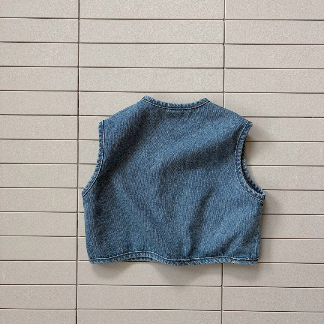 Baby/Toddler Bella F26 Loose Fit Denim Vest (1-6y) - Blue kids outfit