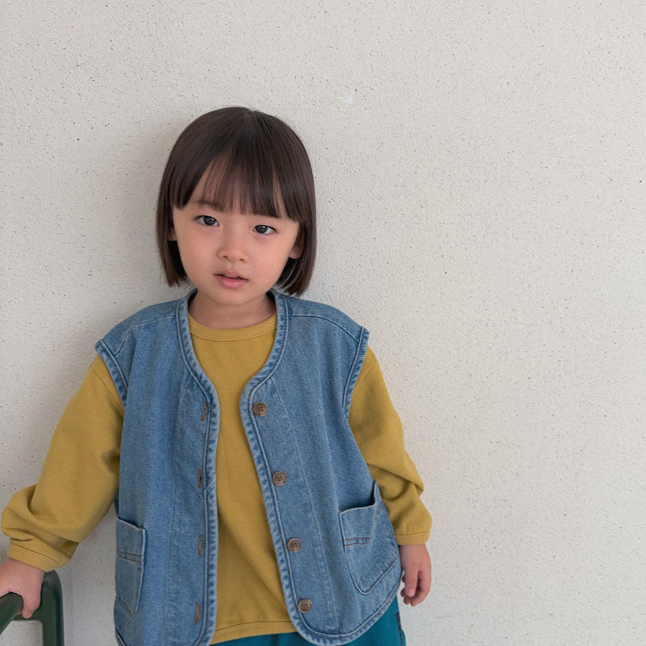 Baby/Toddler Bella F26 Loose Fit Denim Vest (1-6y) - Blue kids outfit