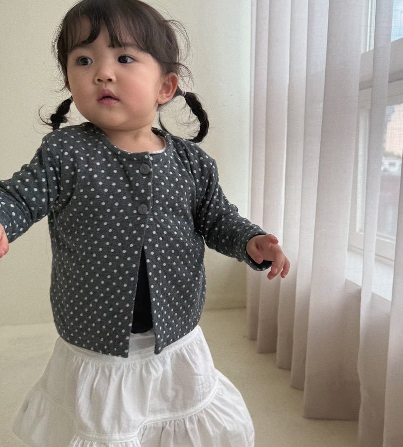 Baby/Toddler Bella F26 Polka Dot Cardigan (1-6y) - Charcoal kids outfit
