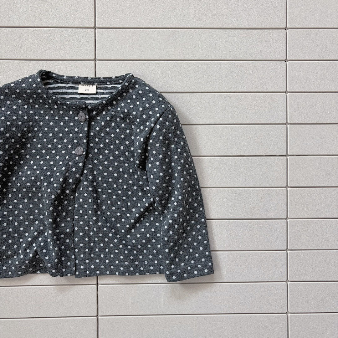 Baby/Toddler Bella F26 Polka Dot Cardigan (1-6y) - Charcoal kids outfit