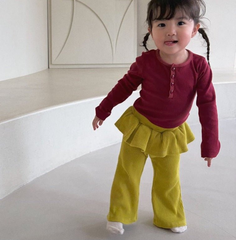 Baby/Toddler Bella F26 Ruffle Skirt Flare Pants (1-6y) - Olive kids outfit