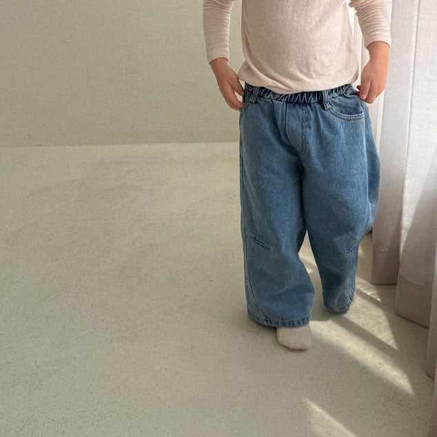 Baby/Toddler Bella F26 Stitch Detail Denim Pants (1-6y) - Blue kids outfit