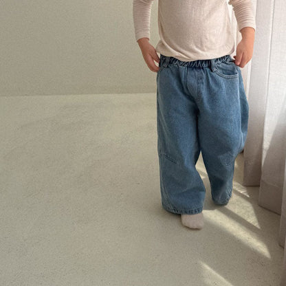 Baby/Toddler Bella F26 Stitch Detail Denim Pants (1-6y) - Blue kids outfit