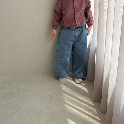 Baby/Toddler Bella F26 Stitch Detail Denim Pants (1-6y) - Blue kids outfit