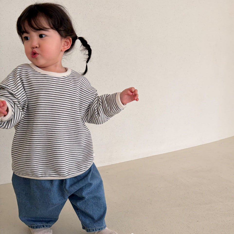 Baby/Toddler Bella F26 Stripe Curved Hem Long Sleeve Top (1-6y) - 2 Colors kids outfit